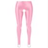 LiiYii Women's Crotchless Leggings Shapewear Glossy Stretchy Step on Foot Fitness Tights Pants Pink Medium view 2