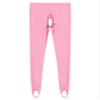 LiiYii Women's Crotchless Leggings Shapewear Glossy Stretchy Step on Foot Fitness Tights Pants Pink Medium view 4