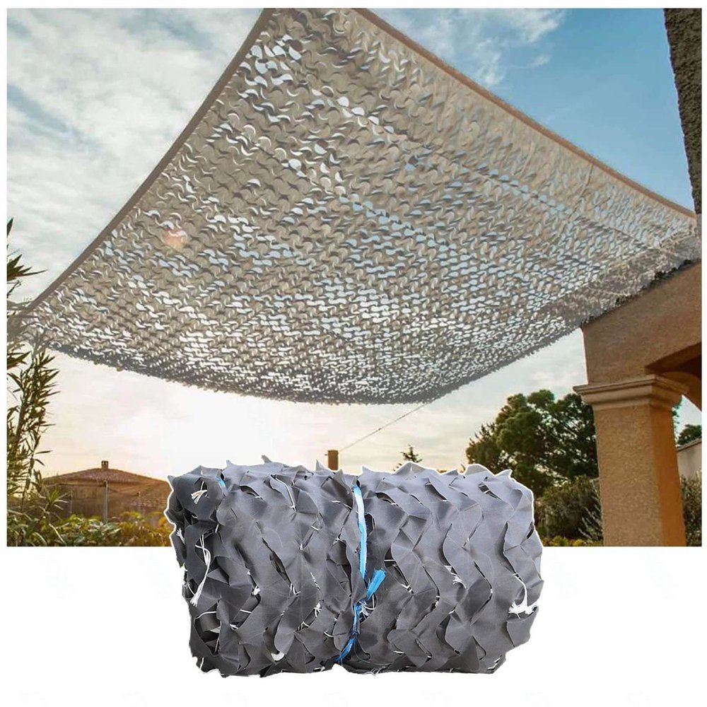 Xrdbfd Camouflage Netting Grey, 2x4/3x6/4x6/4x8/5x6/5x8m Military Camo Shade Net, Hunting/Camping/Decoration Camouflage Net Sunscreen,8x8m(26.2 * 26.2ft)