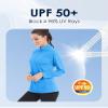 Boladeci Swimming Shirts for Women Long Sleeve Sun Uv Protection Shirts for Women Swim Quarter Zip UPF Collar Rash Guard Active Womens Golf Blue view 2