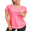 Abrooical Womens Wicking T Shirts Short Sleeve Running Shirt Athletic Lightweight Workout Training Yoga Tops Blitz Red X-Large view 1
