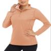 Boladeci Womens Half Zip Pullover Long Sleeve Shirts for Women Sun Protection Swim Quarter Zip Pullover Athletic Tops Moisture Wicking Apricot view 1