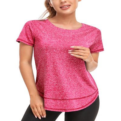 Abrooical Running Shirts Women Short Sleeve Yoga Loose Fit Workout Tees for Women Sports Tops Red XXX-Large