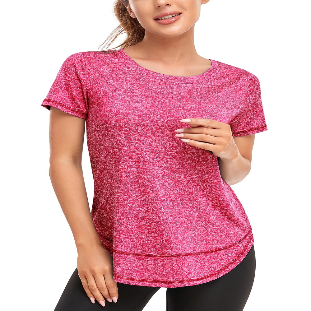 Abrooical Running Shirts Women Short Sleeve Yoga Loose Fit Workout Tees for Women Sports Tops Red XXX-Large