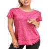Abrooical Running Shirts Women Short Sleeve Yoga Loose Fit Workout Tees for Women Sports Tops Red XXX-Large view 1