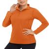 Boladeci SPF Shirts for Women Long Sleeve Sun Protection Swim Golf Burnt Orange Sun Protective Water Rash Guard 3/4 Zip Pullover Womens