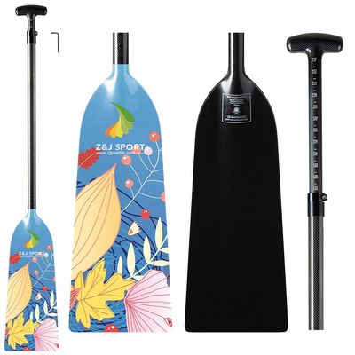 Z&J SPORT Adjustable Dragon Boat Paddle, IDBF Approved Carbon Fiber Paddle, Graphic Paddle with Adjuster for Dragon Boat Race with Adjustable T Handle (Range: 43-52 /110cm-132cm) (KP245)