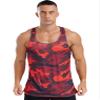 YEAHDOR Men's Gym Workout Tank Top Stringer Sleeveless Camouflage Running T-Shirt Vest Bodybuilding Muscle Shirt Tee Red Medium