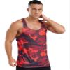 YEAHDOR Men's Gym Workout Tank Top Stringer Sleeveless Camouflage Running T-Shirt Vest Bodybuilding Muscle Shirt Tee Red Medium view 2