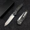 HUAAO 7.7in EDC Pocket Knife, 3.6in Reverse Tanto Blade with Thumb Stud, Plain Edge D2 Steel, Black Carbon Fiber Handle with Belt Clip Mechanism for Outdoor Camping view 1