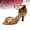 1pair High Heel Satin Dancing Shoes for Women Elegant Knotted Strap Design for Latin Dance Banquet Golden Comfortable Stylish Footwear view 2