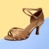 1pair High Heel Satin Dancing Shoes for Women Elegant Knotted Strap Design for Latin Dance Banquet Golden Comfortable Stylish Footwear view 3