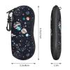 Galaxy Planet Soft Sunglasses Case for Men Women, Ultra Light Neoprene Zipper Eyeglass Portable Glasses Case with Belt Clip view 2