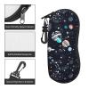 Galaxy Planet Soft Sunglasses Case for Men Women, Ultra Light Neoprene Zipper Eyeglass Portable Glasses Case with Belt Clip view 3