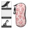 Cute Pigs Soft Sunglasses Case for Men Women, Ultra Light Neoprene Zipper Eyeglass Portable Glasses Case with Belt Clip view 3