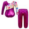 dPois Kids Girls Gymnastics Leotard with Leggings Pants Set Dance Ballet Dancewear Athletic Outfits Activewear Loose Rose 10 Years view 2