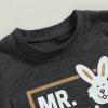 Adobabirl Easter Baby Boy Outfit Mr Steal Your Eggs Bunny Tshirt Solid Shorts Set Toddler Boy Easter Outfit Summer Clothes (D Easter Bunny Outfit Grey,2-3T) view 3