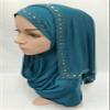 Hcclijo Diamond Women Lady Muslim Wrap Style Hijab Islamic Scarf Arab Shawls wear Peacock Blue view 1