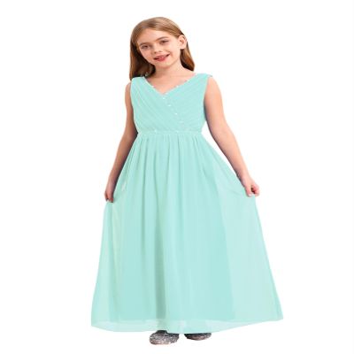 Kvysinly Kids Flower Girl Dress Sleeveless Beaded Princess Junior Bridesmaid Wedding Party Dresses Mint Green 10 Years