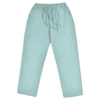JEsilunmaMY Men's Casual Linen Pants Elastic Waist Drawstring Pocket Lounge Pants Plus Size Loose Fit Straight Leg Trousers (Light Green,4X-Large)