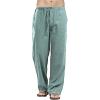 JEsilunmaMY Men's Casual Linen Pants Elastic Waist Drawstring Pocket Lounge Pants Plus Size Loose Fit Straight Leg Trousers (Light Green,4X-Large) view 2