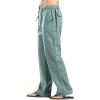 JEsilunmaMY Men's Casual Linen Pants Elastic Waist Drawstring Pocket Lounge Pants Plus Size Loose Fit Straight Leg Trousers (Light Green,4X-Large) view 3