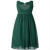 renvena Kids Flower Girl Dress V-Neck Beaded Chiffon Sleeveless Bridesmaid Wedding Party Formal Evening Gown Army Green 10 Years view 2
