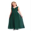 renvena Kids Flower Girl Dress V-Neck Beaded Chiffon Sleeveless Bridesmaid Wedding Party Formal Evening Gown Army Green 10 Years view 3