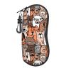 Doodle Dogs And Cats Pattern Soft Sunglasses Case for Men Women, Ultra Light Neoprene Zipper Eyeglass Portable Glasses Case with Belt Clip view 1