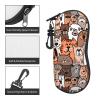 Doodle Dogs And Cats Pattern Soft Sunglasses Case for Men Women, Ultra Light Neoprene Zipper Eyeglass Portable Glasses Case with Belt Clip view 3