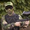 Yzpacc Airsoft Half Face Mask with Goggles Patch Hat Set Tactical Masks Full Face Ear Protective Baseball Cap for CS Halloween and Game view 2