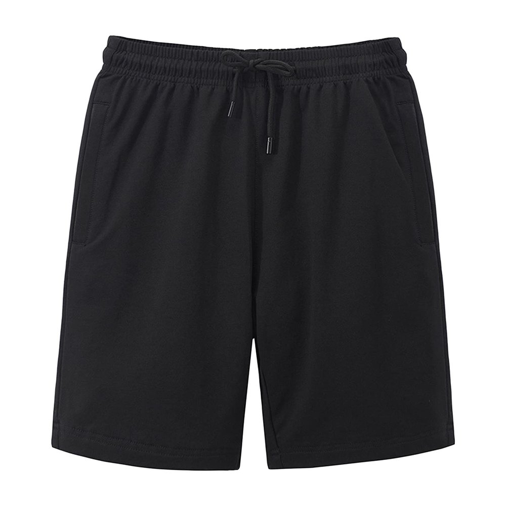 JEsilunmaMY Men's Cotton Athletic Shorts Summer Elastic Waist Casual Sports Short Pants Workout Running Jogger Sweat Shorts (Black,XX-Large)