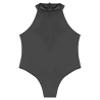Yihuimin Mens Glossy Swimming Bathing Suit One-piece High Cut Bodysuit Rash Guard Swimwear Singlet Black X-Large view 3