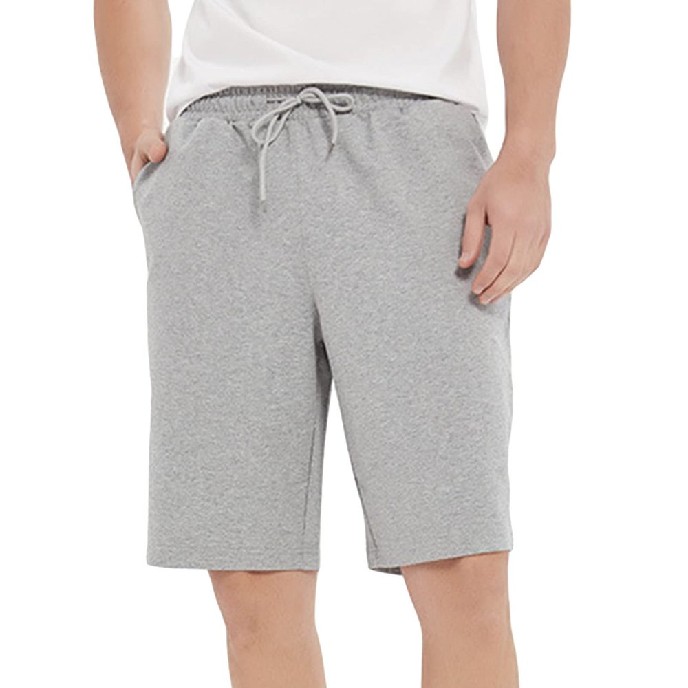 JEsilunmaMY Men's Cotton Sports Shorts Elastic Waist Casual Loose Sweat Shorts with Pockets Summer Beach Lounge Short Pants (Grey,X-Large)