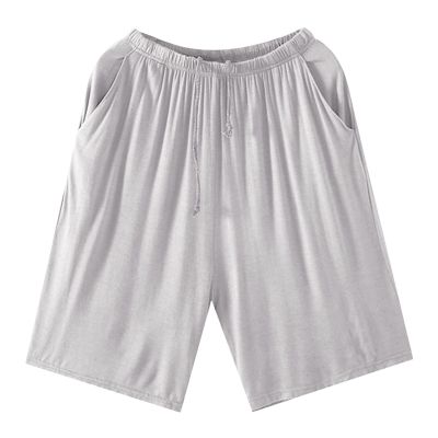 JEsilunmaMY Men's Loose Casual Summer Shorts Elastic Waist Stretch Comfy Sleep Shorts Solid Color Pajama Short with Pocket (Light Grey,X-Large)