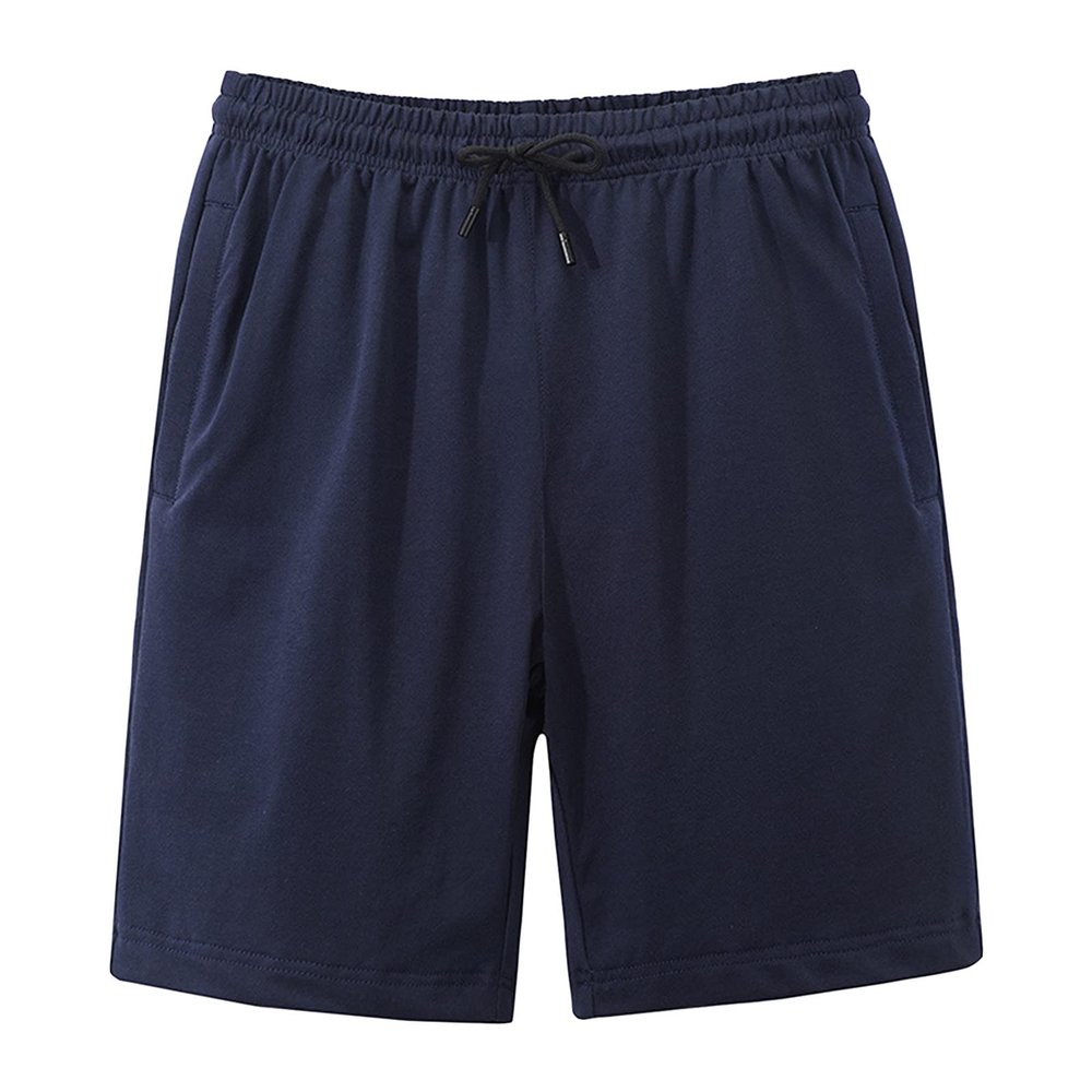 JEsilunmaMY Men's Cotton Athletic Shorts Summer Elastic Waist Casual Sports Short Pants Workout Running Jogger Sweat Shorts (Dark Blue,Large)