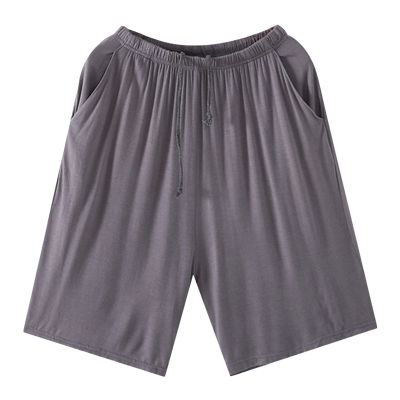 JEsilunmaMY Men's Loose Casual Summer Shorts Elastic Waist Stretch Comfy Sleep Shorts Solid Color Pajama Short with Pocket (Dark Grey,Large)