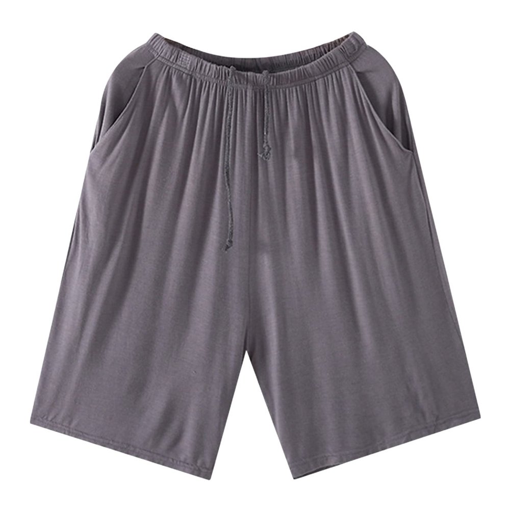 JEsilunmaMY Men's Loose Casual Summer Shorts Elastic Waist Stretch Comfy Sleep Shorts Solid Color Pajama Short with Pocket (Dark Grey,Large)