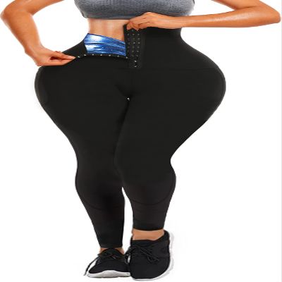 DYUAI Sauna Leggings for women High Waist Sauna Sweat Pants with pocket Compression Workout Legging Sauna Suit(WBH7006-01-XXXL)