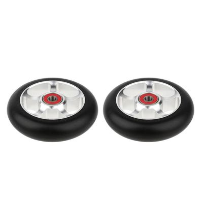pistro 1 Pair Wheels 100mm - Pro Scooter Wheels 100mm Pair - Replacement PU Wheels for Stunt Scooter Accessories Spare Parts, Durable, Easy Install - Silver
