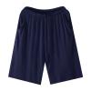 JEsilunmaMY Men's Loose Casual Summer Shorts Elastic Waist Stretch Comfy Sleep Shorts Solid Color Pajama Short with Pocket (Dark Blue,Large) view 1
