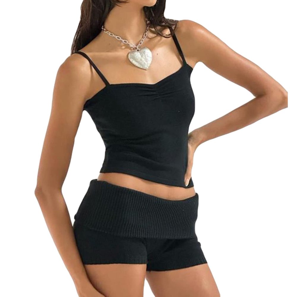 Doloame Women Sexy Bodycon Mini Skirt Set Summer Long Sleeve Tube Tops Bodycon Mini Skirts 2PCS Set Streewear(#4-Black,Medium)