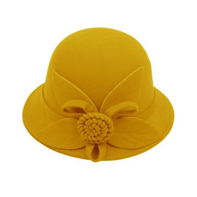 BCDlily Women Derby Elegant Wool Flower Bucket Hat Lady Vintage Cloche Tea Party Bowler Hats