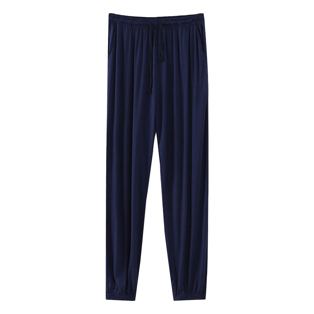 JEsilunmaMY Men's Athletic Sweatpants Plus Size Casual Pajama Pants with Elastic Waist Solid Color Thin Sleep Lounge Pants (Dark Blue,3X-Large)