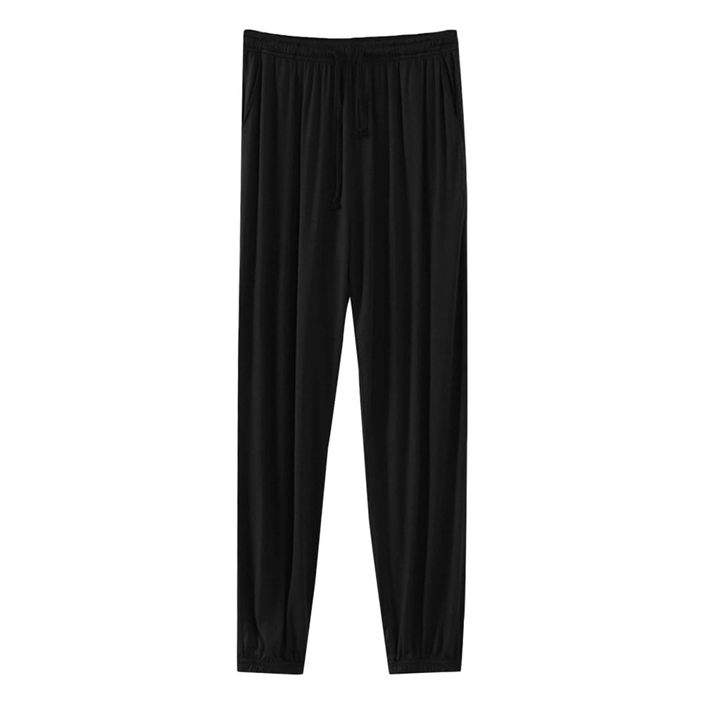 JEsilunmaMY Men's Athletic Sweatpants Plus Size Casual Pajama Pants with Elastic Waist Solid Color Thin Sleep Lounge Pants (Black,5X-Large)