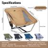 iClimb Low Ultralight Compact Camping Folding Chair with Side Pocket and Carry Bag (Khaki) view 3