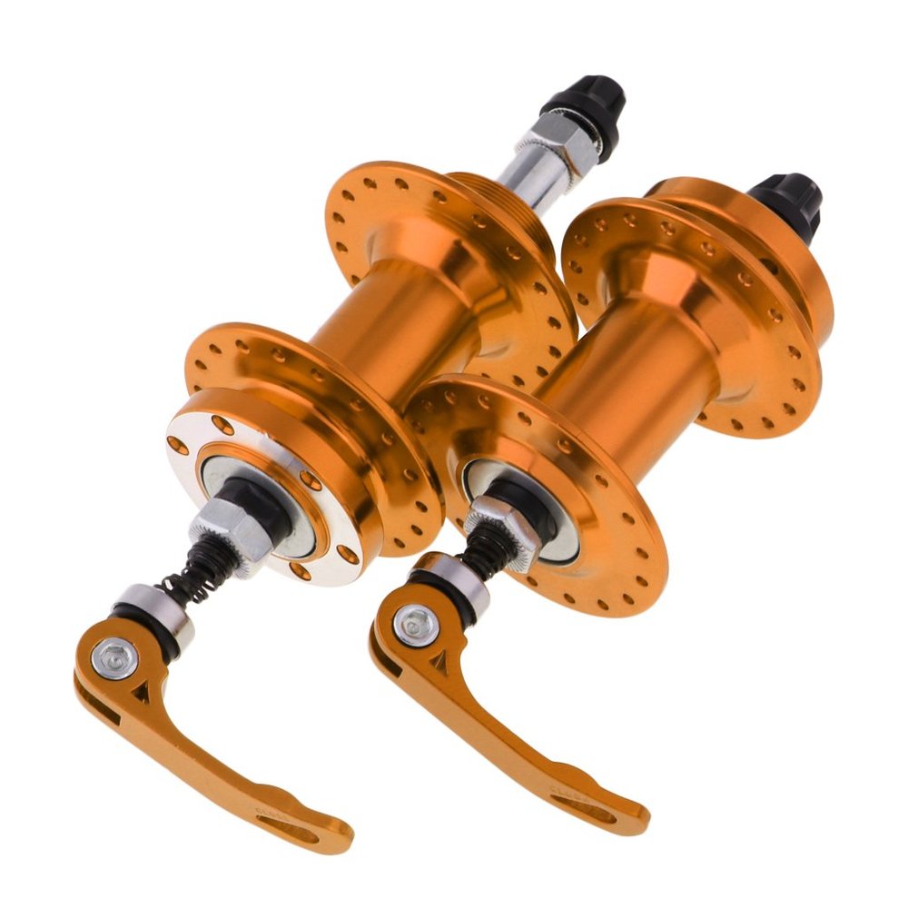 pistro Mountain Bike Hub Set Bearings Hubs Disc Brake 36 Holes Front & Rear Hubs - Gold