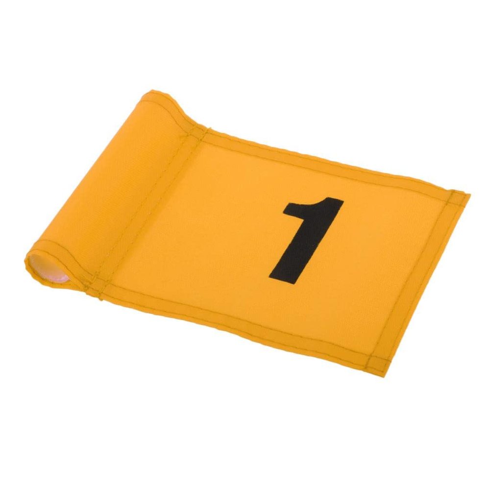 pistro Small Nylon Golf Flag Golf Practice Putting Green Flag - Yellow with Number 1