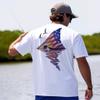 Palmyth Men's Fishing Shirt Short Sleeve Sun Protection UV UPF 50+ SPF T-Shirt (White/Redfish Tail, XL) view 2