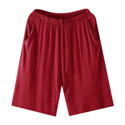 JEsilunmaMY Men's Loose Casual Summer Shorts Elastic Waist Stretch Comfy Sleep Shorts Solid Color Pajama Short with Pocket (Red,3X-Large)